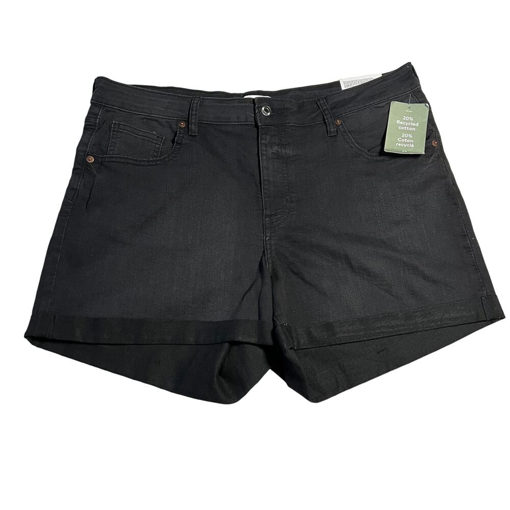 NEW H&M High Waist Stretch Denim Shorts Size 18 Casual Summer Festival Neutral